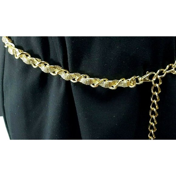 Gold Tone Link/Mesh entwined Chain Belt cb-71 - Picture 4 of 5